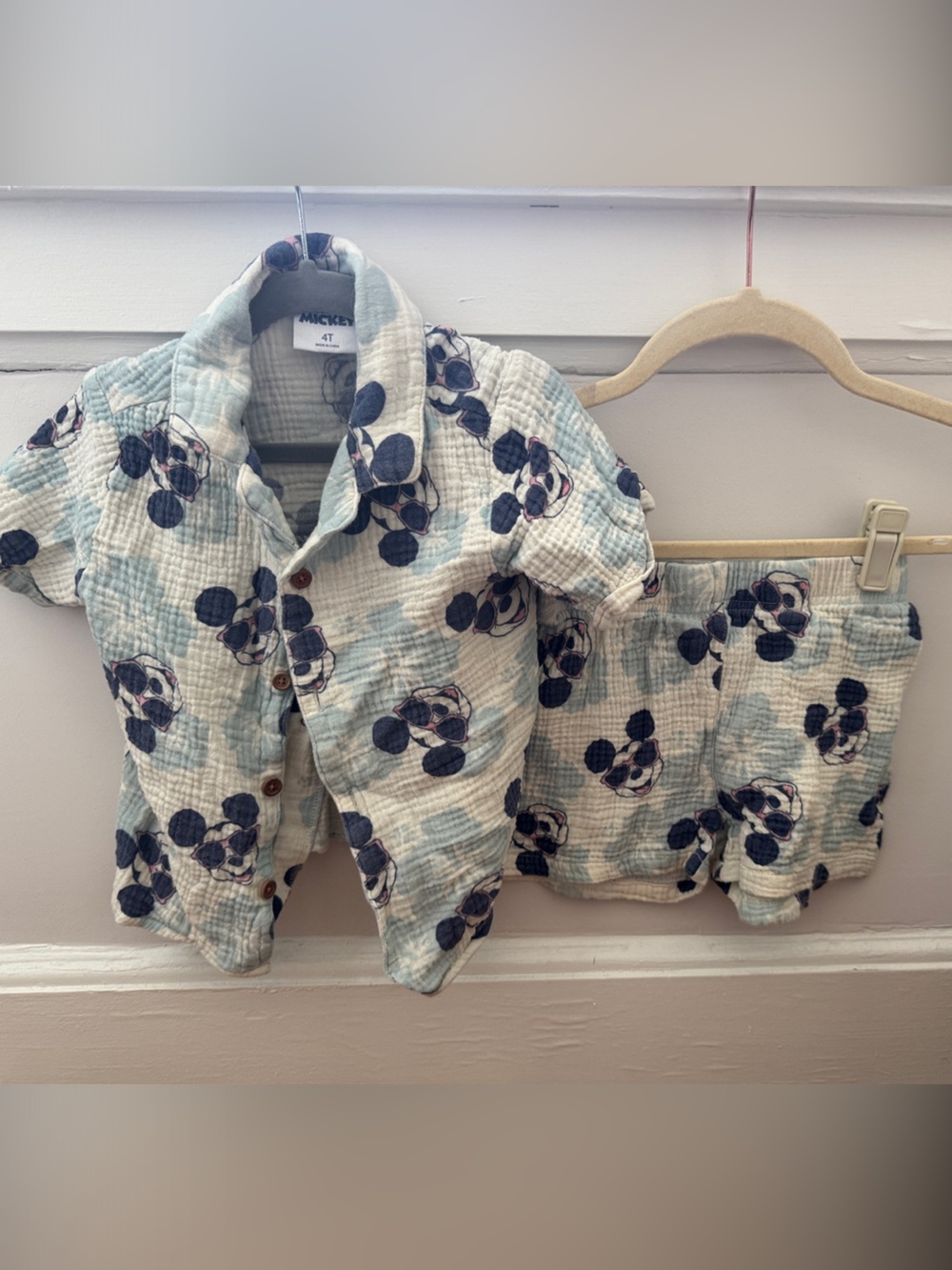 Disney Mickey Mouse 4T Quilted Matching Set - Blue & Navy Print 100% cotton